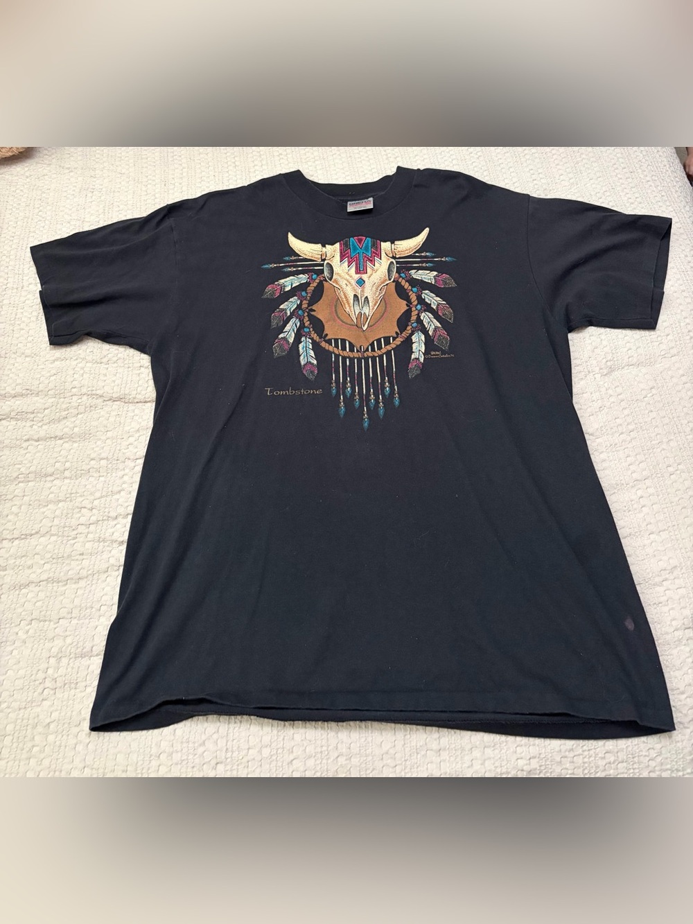 Black Graphic Skull & Feather Women’s T-Shirt